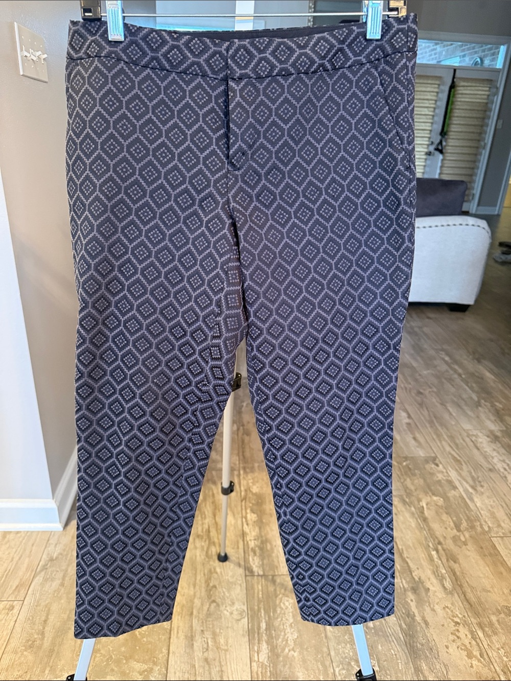 Banana Republic Martin Fit Navy Geometric Cropped Pants